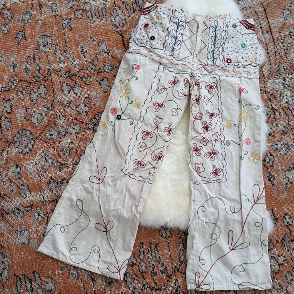Bohemian Embroidered Bell Bottom Slacks by Tara's